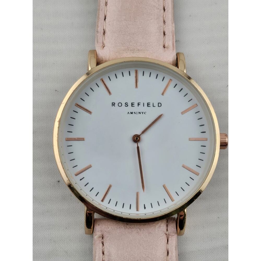Rosefield Swiss Ladies Quartz Watch Rose Gold Bezel Pink Band New Battery Runs - Picture 3 of 9